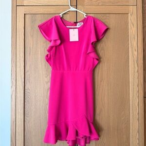 Hello Molly Ruffle Pink Dress with Side Detail